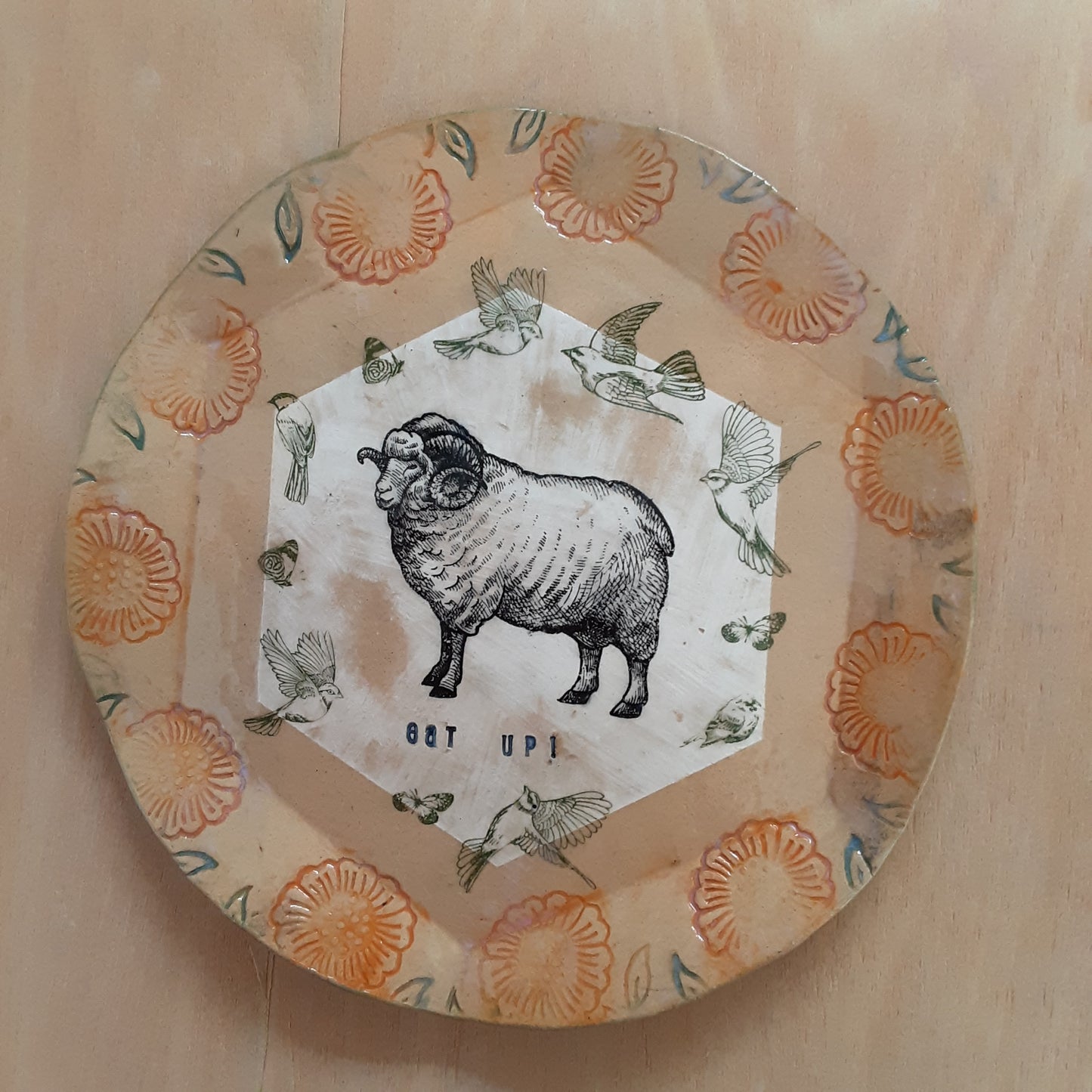 Plate ceramic 21cm, six sided side or food plate.