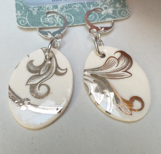 Delicate cream ceramic bead earrings