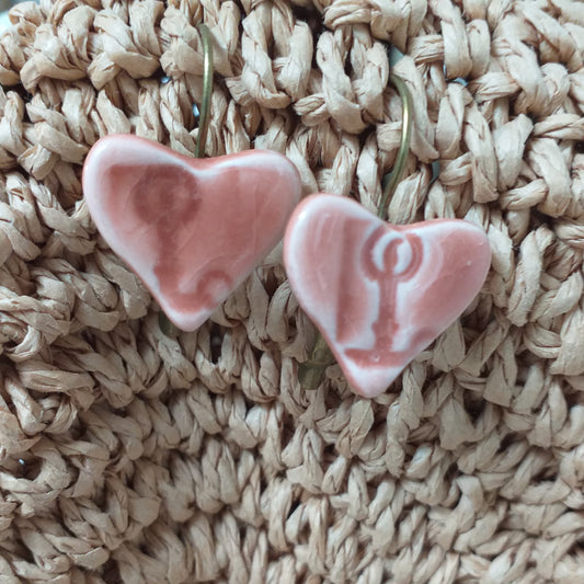 Pink Ceramic Earring with brass lever back fitting.