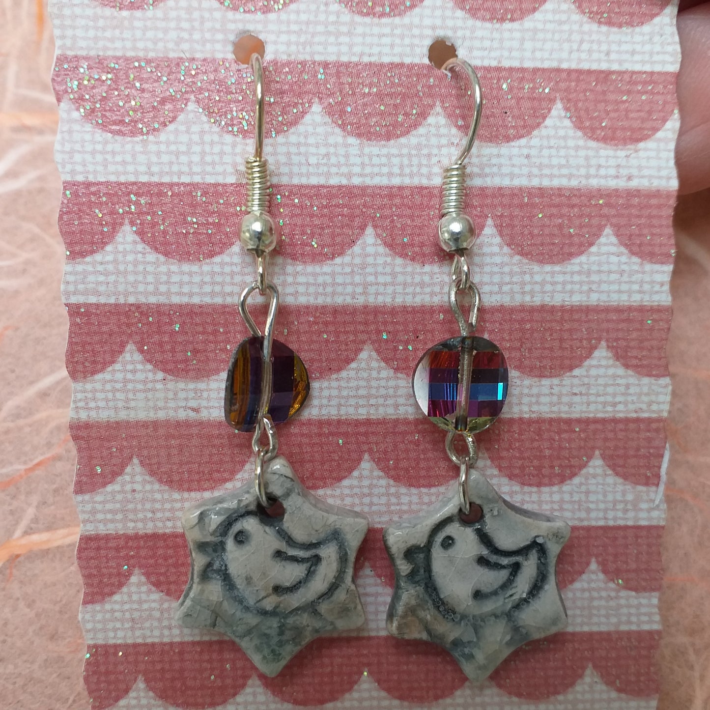 Print block bead earrings